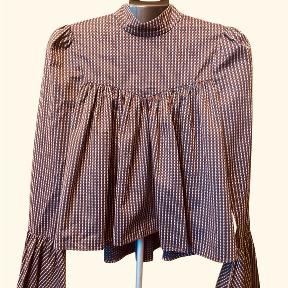 Caroline Constas Brown Patterned Women's Top - Picture 1 of 7
